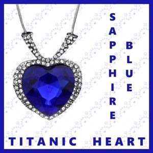 TITANIC SAPPHIRE BLUE HEART PENDANT NECKLACE